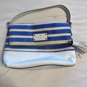 Kate Spade Blue and Cream Striped Shoulder Bag